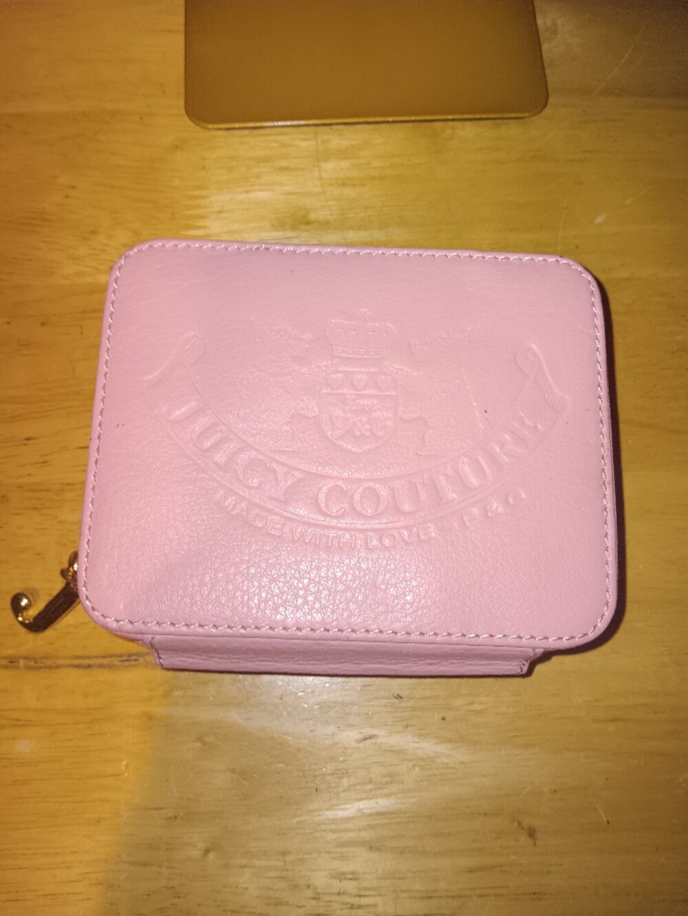 Juicy Couture Vintage Y2k Pink Leather Zip Jewelry Case